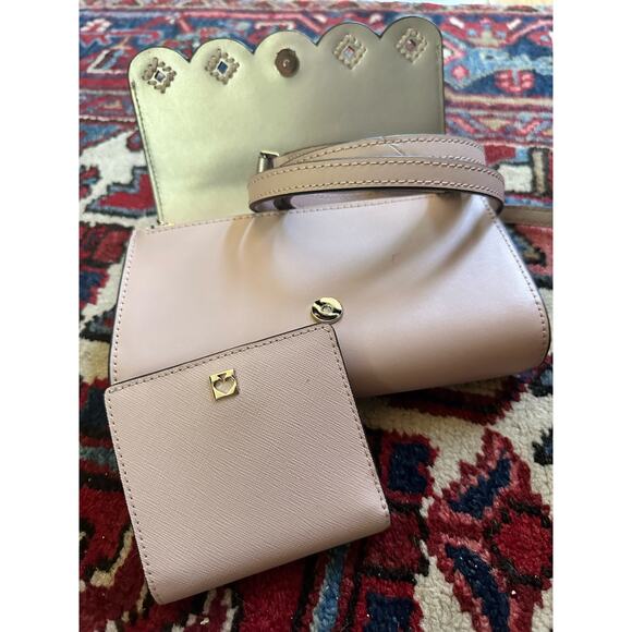 Kate Spade Gemma Crossbody Small Bag with Matching Wallet Pale Pink w/ Eyelets - Picture 8 of 13
